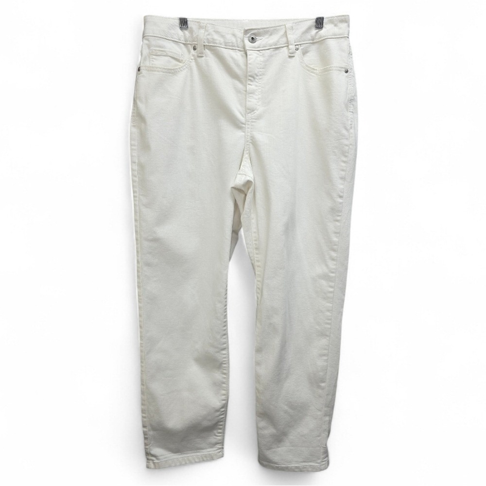 Style & Co White Girlfriend Jeans Size 14 Classic 5 Pocket Button Zip Relaxed